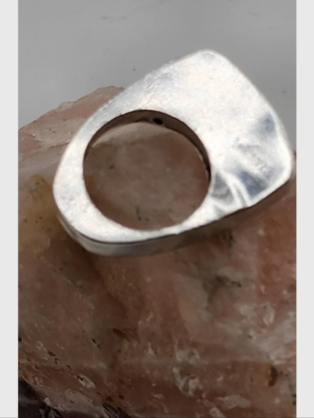 HALLOW GEOMETRIC RING HANDMADE IN RECYCLED STERLING SILVER METAL SIZE 8.5